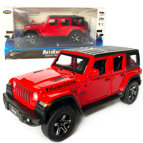 Іграшкова машинка металева Jeep Wrangler Unlimited Rubicon, Джип, червоний, звук, світло, інерція, откр двері, капот, Автоексперт, 1:32,15*7*5,5см (ТК-11213) 