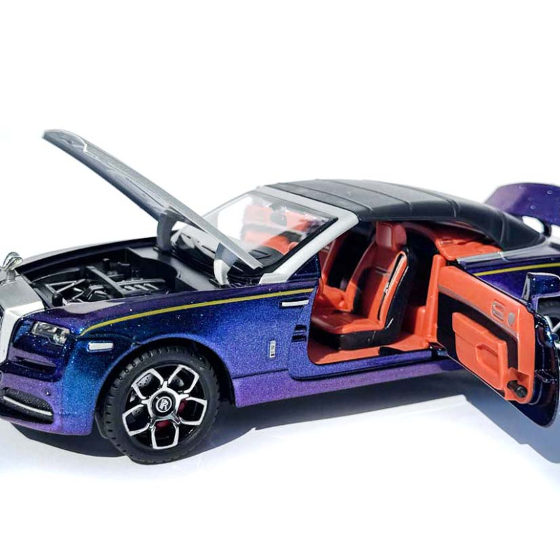 Машинка метал Rolls-Royce Dawn Spofec Ролс Ройс кабріолет синій 1:24 відкр двері баг капот звук світло 22*6,5*8см (AP-2013)