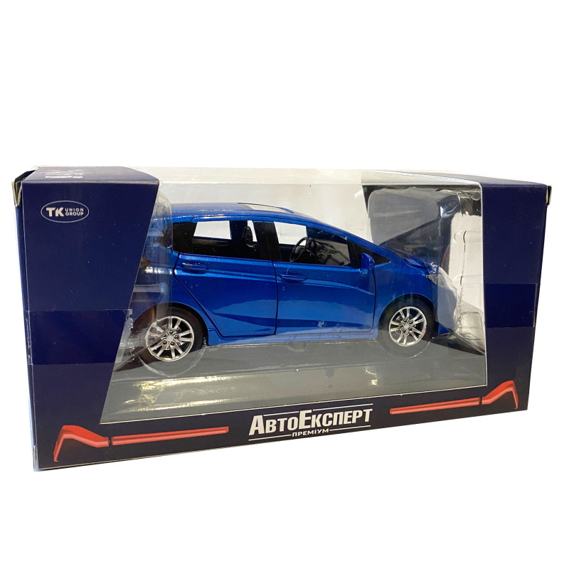 Машинка металева дитяча Honda Fit, синя, металева, 1:32, звук, світло, інерція, відкриваються двері, багажник, капот, 15*5*6см (GT - 04600)