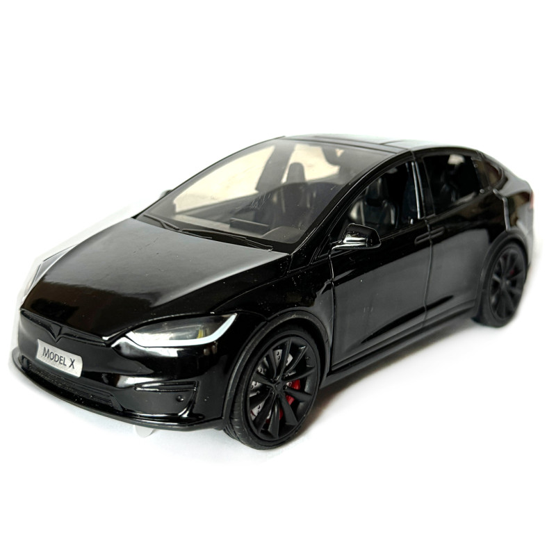 Машинка металева Tesla Model X Electrocar Тесла Модель X Електрокар чорна 1:24 зарядна станція звук світло відч двері капот багажник гум колеса 18*6*8см (AP-2004)
