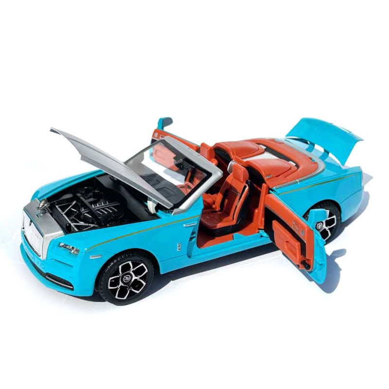 Машинка метал Rolls-Royce Dawn Spofec Ролс Ройс кабріолет голубий 1:24 відкр двері баг капот звук світло 22*6,5*8см (AP-2013)