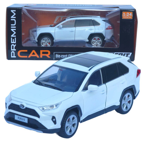 Машинка метал Toyota RAV4 АвтоСвіт біла 1:24 світло звук інерція 20*9,5*7,5 см (АР-2008)