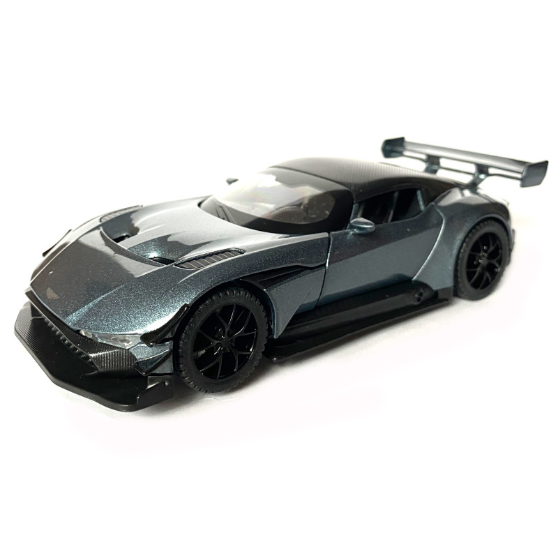 Іграшкова машинка металева Aston Martin Vulcan, астон мартін, сіра, звук, світло, інерція, откр двері, капот, Автоексперт, 1:32,14,5*7*4,5 см (ТК-10601)