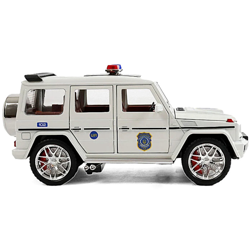 Машина металева поліція Mercedes-Benz G-Class Гелендваген Авто Експерт 1:24 світло звук інерція відч двері баг капот 21*8*9,5см (32968)