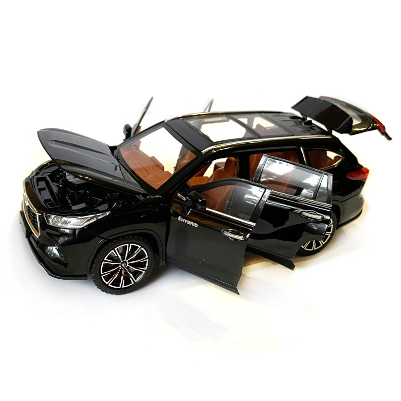 Машинка металева Toyota Highlander Hybrid Тойота Хайлендер Гібрид 1:24 джип чорний звук світло відч двері капот багажник гум колеса 21*7,5*8см (AP-2024)