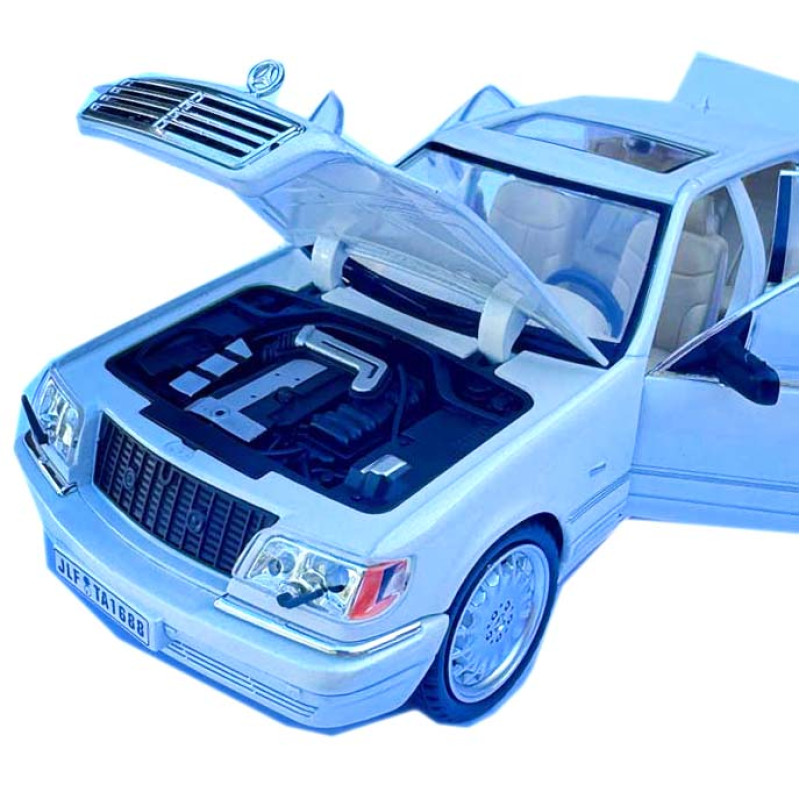 Машинка Mercedes-Benz W140 S біла метал 1:24 звук світло інерція 21*8*6,5см (1130-19)