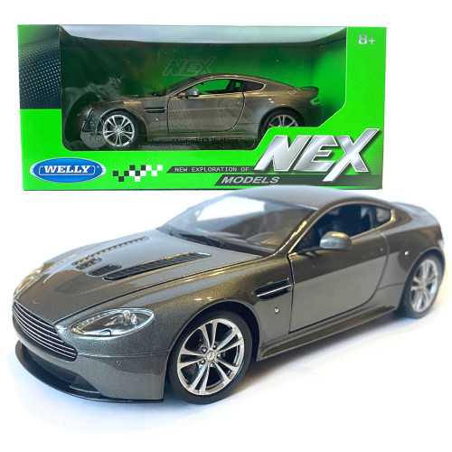 Іграшкова машина металева WELLY 1:24 ASTON MARTIN V12, сіра, відкр.двері, капот,18*7.5*5.5 см (24017W)