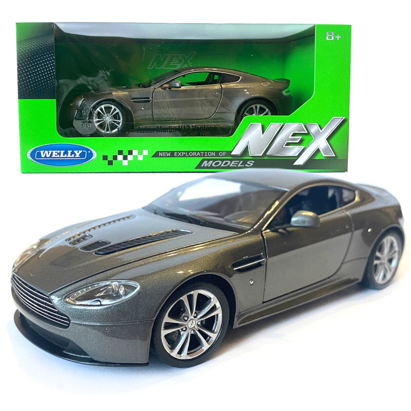 Іграшкова машина металева WELLY 1:24 ASTON MARTIN V12, сіра, відкр.двері, капот,18*7.5*5.5 см (24017W)
