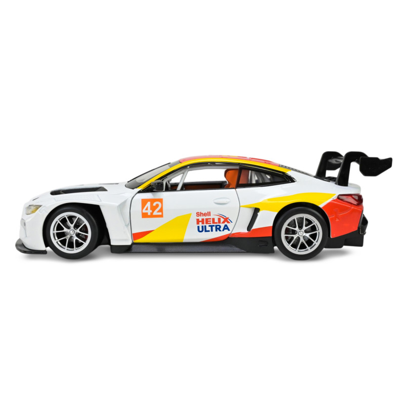 Машинка металева BMW M4 GT3 Автопром 1:24 біла світло звук відкр двері капот 20,5*8,5*5 см (661277E)