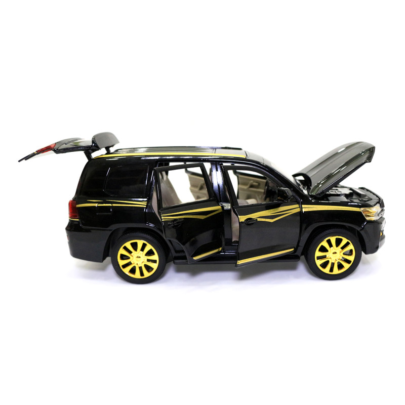 Машинка металева Toyota Land Cruiser "AutoExpert" Тойота джип чорний із золотом звук світло 19*7*7 см (EL-3912)