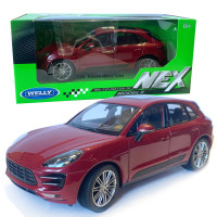 Игрушечная машинка металлическая WELLY 1:24 PORSCHE MACAN TURBO, порше меган турбо, откр.двери, багажник, красный, 19*7.5*7см, (24047W)