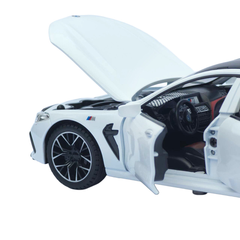 Машинка металева BMW M8 Gran Coupe АвтоЕксперт біла 1:24 звук світло відкр двері капот багажник (1340-03)