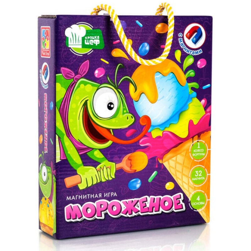 Магнітна гра "Морозиво" Vladi Toys, 1 колесо фортуни, 4 основи, 32 магніти (VT2310-05)