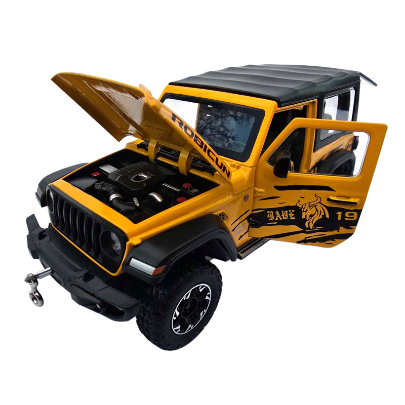 Машинка метал Jeep Wrangler Rubicon джип вранглер жовтий 1:24 світло звук 21,5*8*9см (GT - 94911)