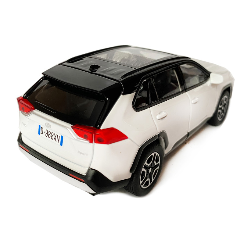 Іграшкова машинка металева Toyota RAV4 Sport, Тойота рав спорт, біла, звук, світло, інерція, відкр двері, багажник, капот, Автоексперт, 1:32,14,5*7*6см (40962)