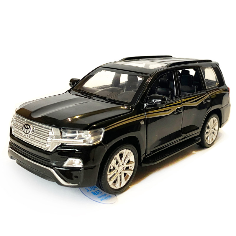 Машинка металева дитяча Toyota Land Cruiser V8 позашляховик, тойота ленд крузер, чорна, Автоексперт, 1:32, звук, світло, інерція, відкриваються двері багажник капот, 16*6*4см. (LF-68682)
