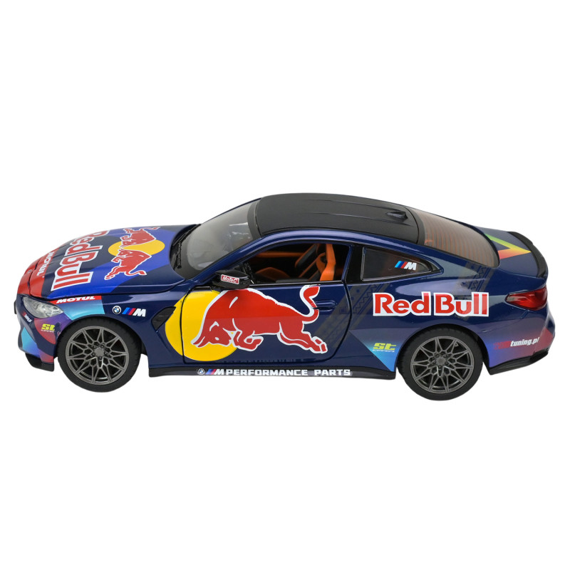 Машина метал BMW M4 G82 БМВ  RED BULL LIVERY чорна 1:24 світло звук відкр.двері 20*8*5,5см (68292A)
