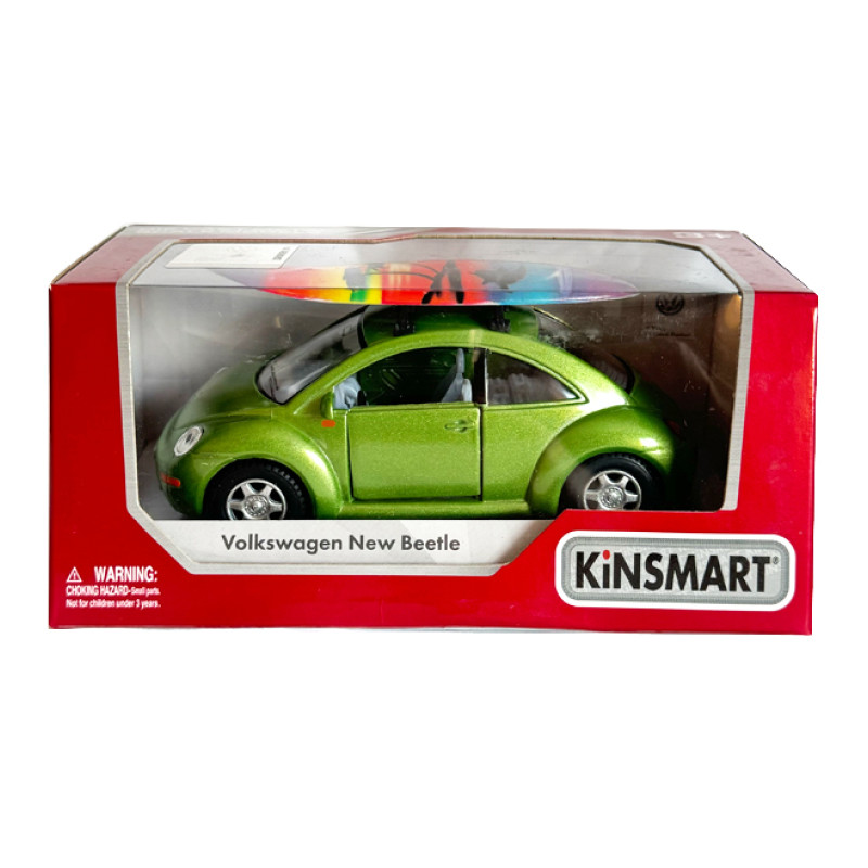 Машинка металева Volkswagen new beetle Фольксваген жук зелений 1:36 відкр двері резинові колеса 12,5*5*6 см (KT5028WS)