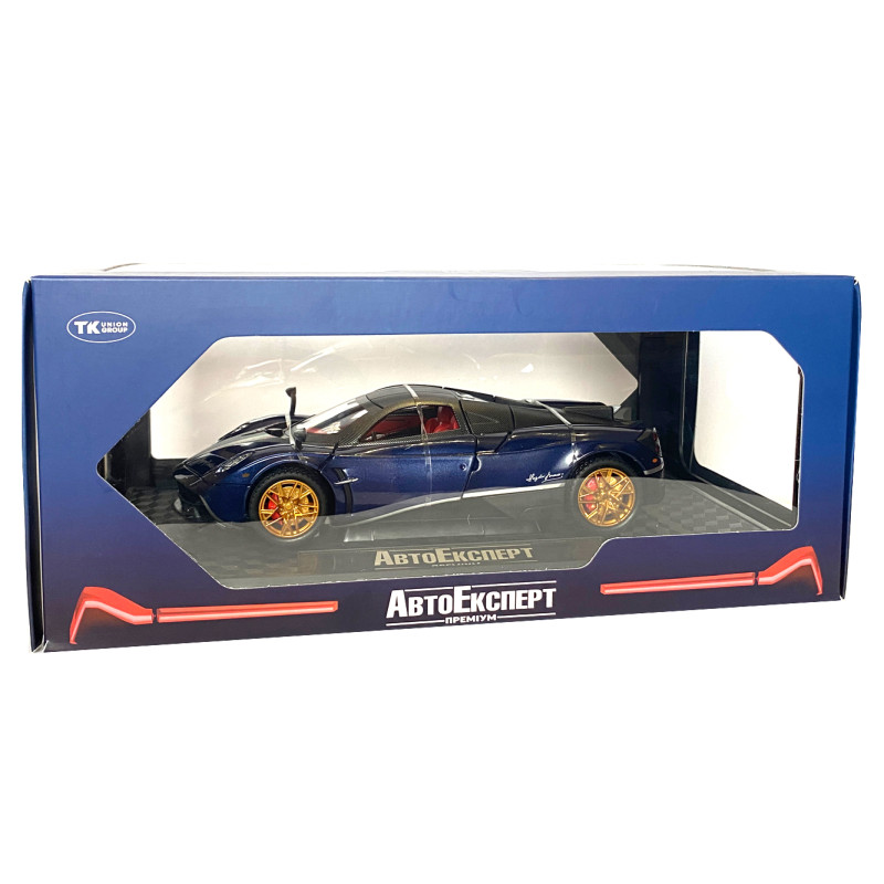 Машинка металева іграшкова Pagani huayra Roadster, Авто Експерт, 1:24, синя, світло, звук, інерція, відкр. двері, 21*5,5*9см. (GT-01557)