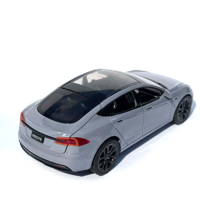 Машинка метал Tesla model S сіра Тесла 1:24 відкр двері баг капот звук світло 17,5*7,5*5,5см (EL 64077)
