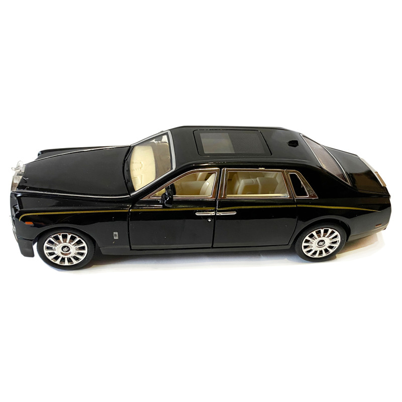Машинка металева дитяча Rolls-Royce Ролс Ройс, чорний, Автоексперт, 1:24, світло, інерція, відкриваються двері, багажник, капот, 21*5*7см (GT - 09396)