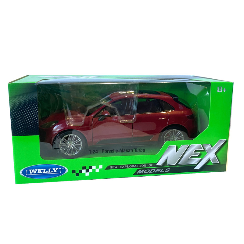 Іграшкова машинка металева WELLY 1:24 PORSCHE MACAN TURBO, порше меган турбо, відкр.двері, багажник, червоний, 19*7.5*7см, ( 24047W)