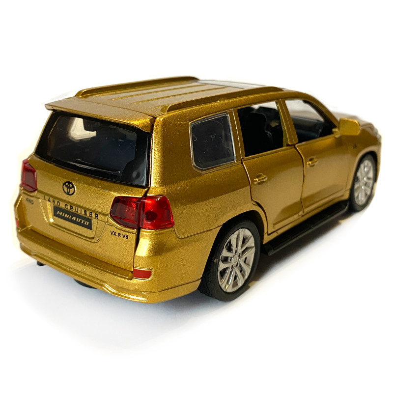 Машинка металева дитяча Toyota Land Cruiser V8 позашляховик, тойота ленд крузер, золото, Автоексперт, 1:32, звук, світло, інерція, відкриваються двері багажник капот, 16*6*4см. (LF-68682)