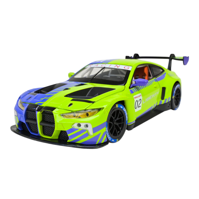 Машина метал BMW M4 GT3 БМВ зелена 1:24 світло звук відкр.двері 21*8,5*6см (68282A(PG)