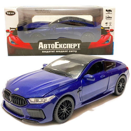 Іграшкова машинка металева BMW M8 Competition Coupe, БМВ, синя, звук, світло, інерція, откр двері, багажник, капот, Автоексперт, 1:32, 14,9*4,9*5,9см (42212) 