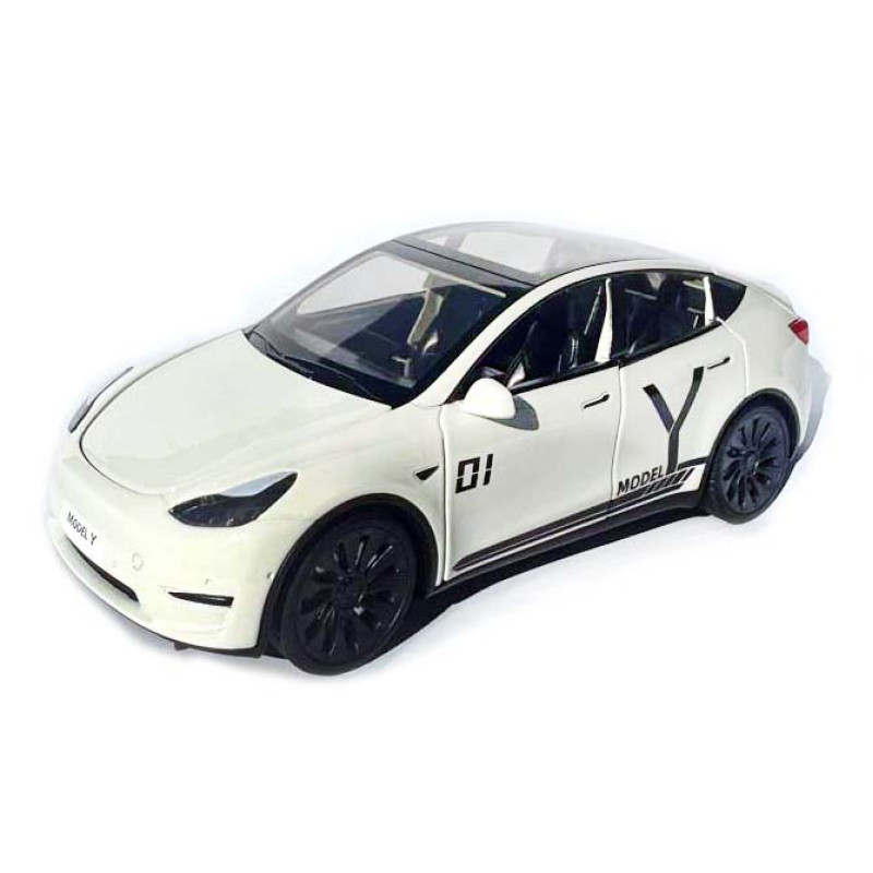 Машинка метал Tesla model Y електрокар біла Тесла 1:24 відкр двері баг капот звук світло 19*6,5*8,5см (EL 81244)