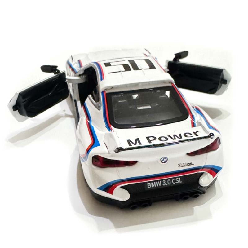 Машинка металева BMW 3.0 CSL БМВ біла 1:34 світло звук відкр двері 13*7*4см (68732А)