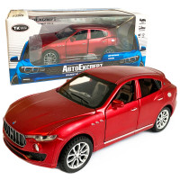 Іграшкова машинка металева Maserati Levante Мазераті Леванте червона, звук, світло, інерція, відкр. двері, капот, багажник, 14*6*5 см (41094W)