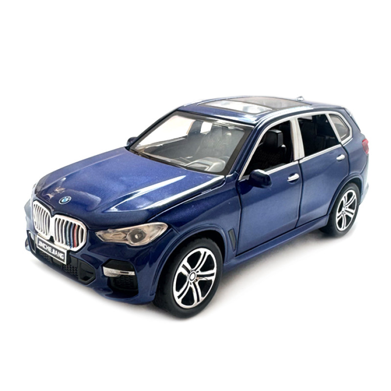 Машинка металева BMW X5 БМВ 1:32 синя світло звук інерція відкр двері багажник капот 16*7*5,5см (36299)