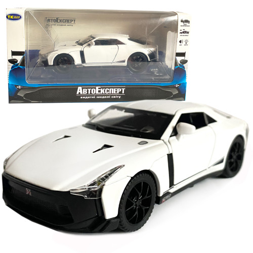 Іграшкова машинка металева Nissan GT-R 50, нісаан, білий, звук, світло, інерція, откр двері, багажник, капот, Автоексперт, 1:32, 14,5*7*6см (ТК-17799) 