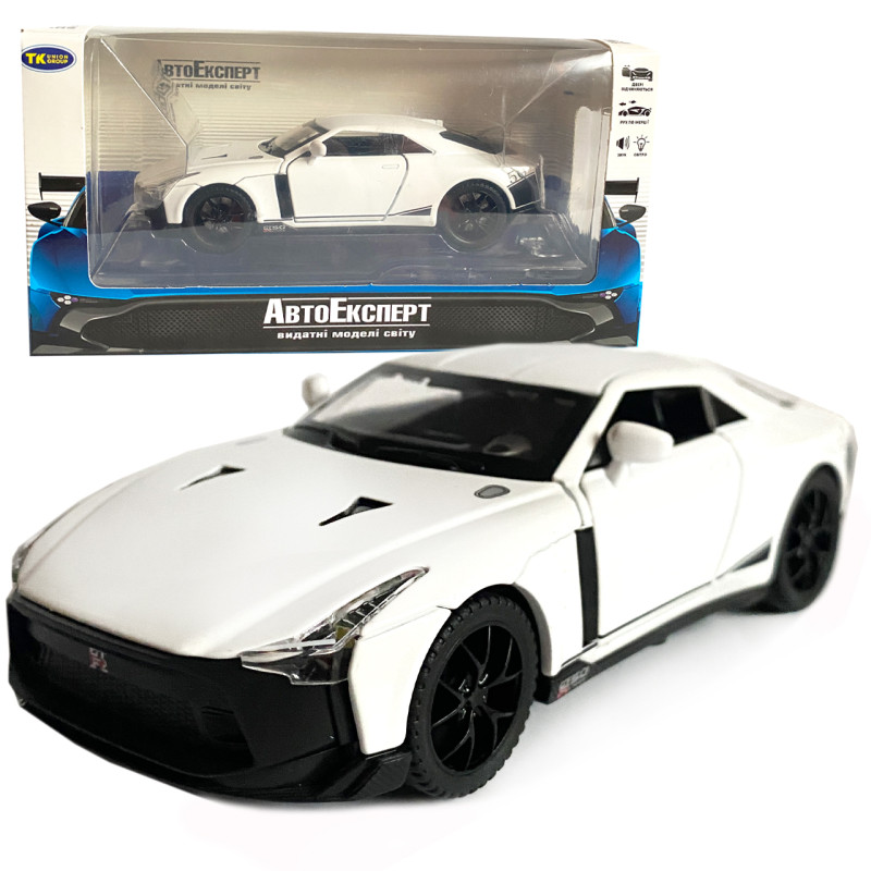 Іграшкова машинка металева Nissan GT-R 50, нісаан, білий, звук, світло, інерція, откр двері, багажник, капот, Автоексперт, 1:32, 14,5*7*6см (ТК-17799)