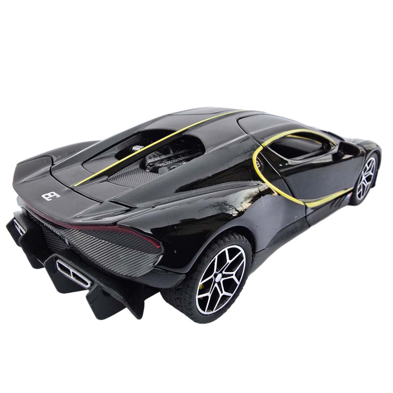 Машинка метал Bugatti Chiron Бугатті чорна 1:32 світло звук 16*7,5*4см (22805)