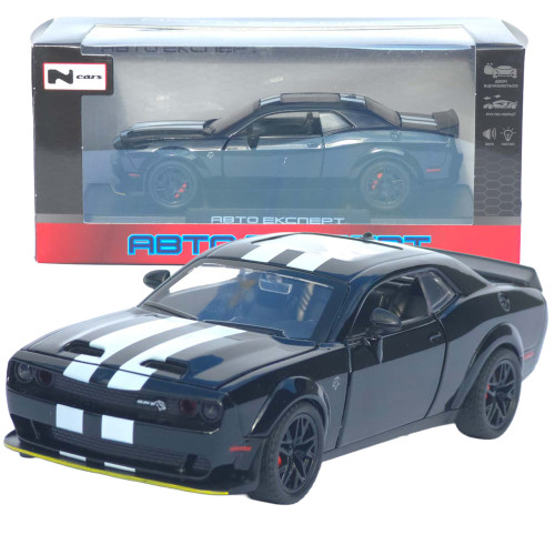 Машинка метал Dodge Challenger SRT Hellcat АвтоЕксперт чорна 1:32 звук світло 15,7*7*5 см (LF-30608)