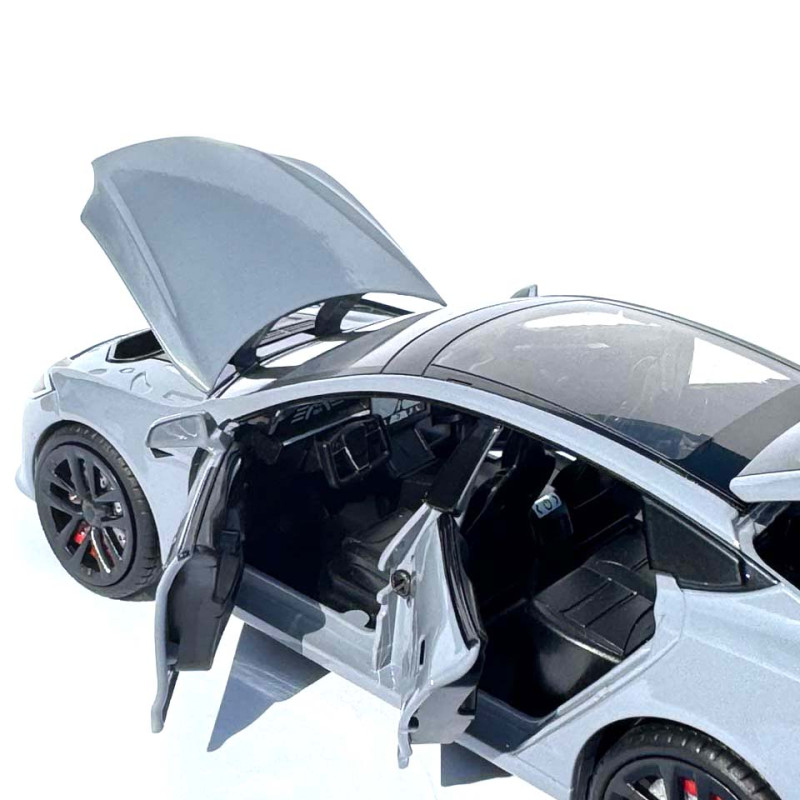 Машинка метал Tesla model S сіра Тесла 1:24 відкр двері баг капот звук світло 17,5*7,5*5,5см (EL 64077)