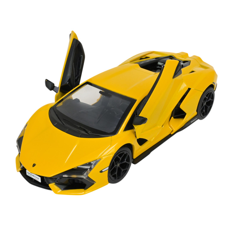 Машинка металева Lamborghini Revuelto Автопром жовта 1:24 світло звук відкр двері 20,5*8*5 см (68200A(Y))