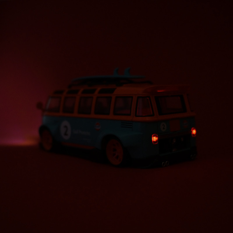 Машинка металева Volkswagen t1 bus Автопром помаранчево-блакитна 1:24 звук світло 19,5*8,5*5 см (AP7751)