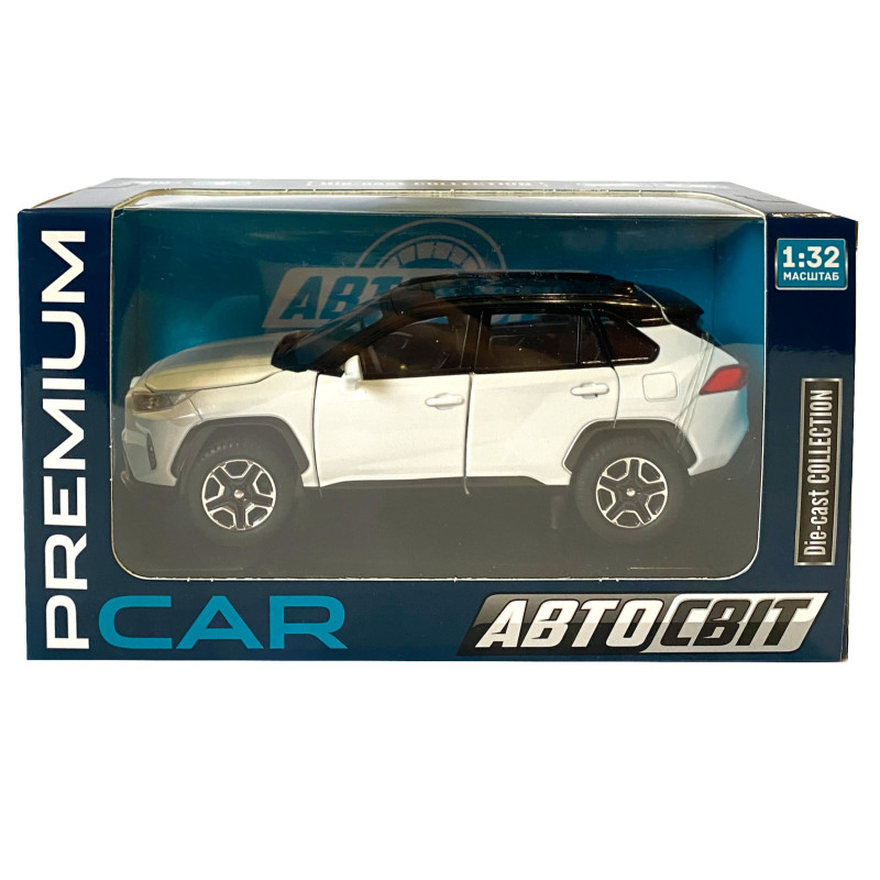 Машинка металева Toyota RAV4 Sport Тойота рав 4 спорт біла 1:32 звук світло інерція відкр двері багажник капот гумові колеса 15,5*7*6см (AP-1967)