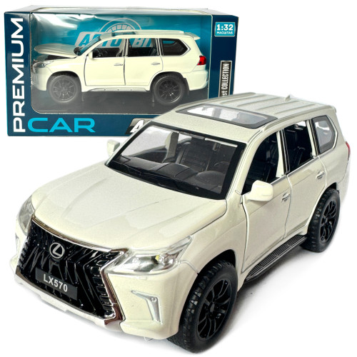 Машинка металева Lexus LX570 Лексус білий 1:32 звук світло інерція відкр двері багажник капот гумові колеса 15,5*6*7см (AP-1810) 