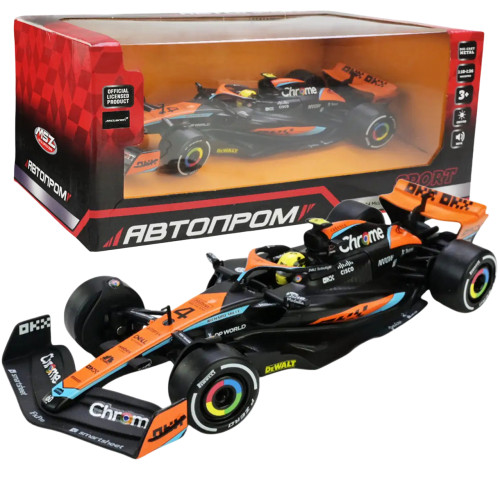 Металлическая модель болида с гонщиком McLaren MCL60 2023 Автопром 1:24 свет звук 23*8*4 см (68290A)