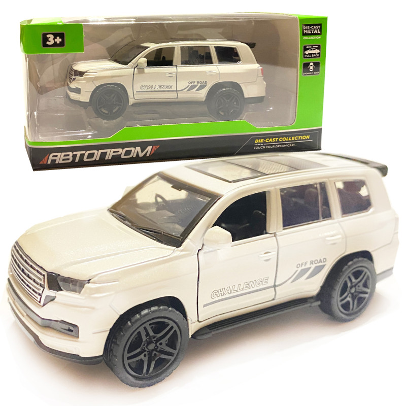 Іграшкова машинка металева Toyota Land Cruiser, тойота ленд крузер, білий, відкр.двері, багажник, 1:36, 12*5*4,4см (AP74143)
