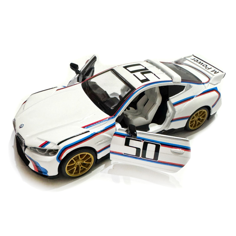 Машинка металева BMW 3.0 CSL БМВ біла 1:34 світло звук відкр двері 13*7*4см (68732А)