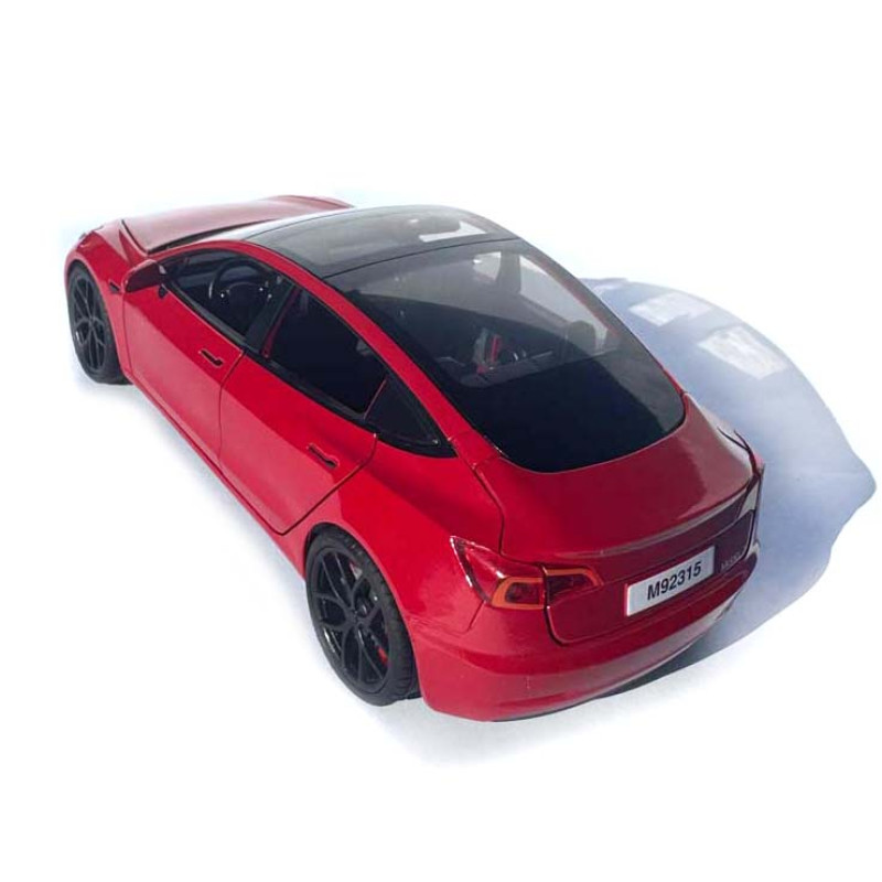 Машинка метал Tesla model 3 червона Тесла 1:24 відкр двері баг капот звук світло 18,5*6*8,5см (EL-94022)