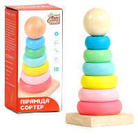 Пирамида сортер, дерево, 4FUN Game Club Wood, в кор., экоигрушка, 6*6*14см (61413)