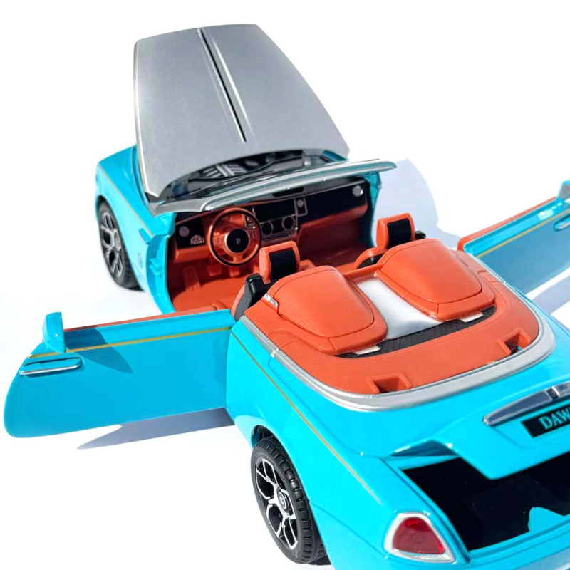 Машинка метал Rolls-Royce Dawn Spofec Ролс Ройс кабріолет голубий 1:24 відкр двері баг капот звук світло 22*6,5*8см (AP-2013)