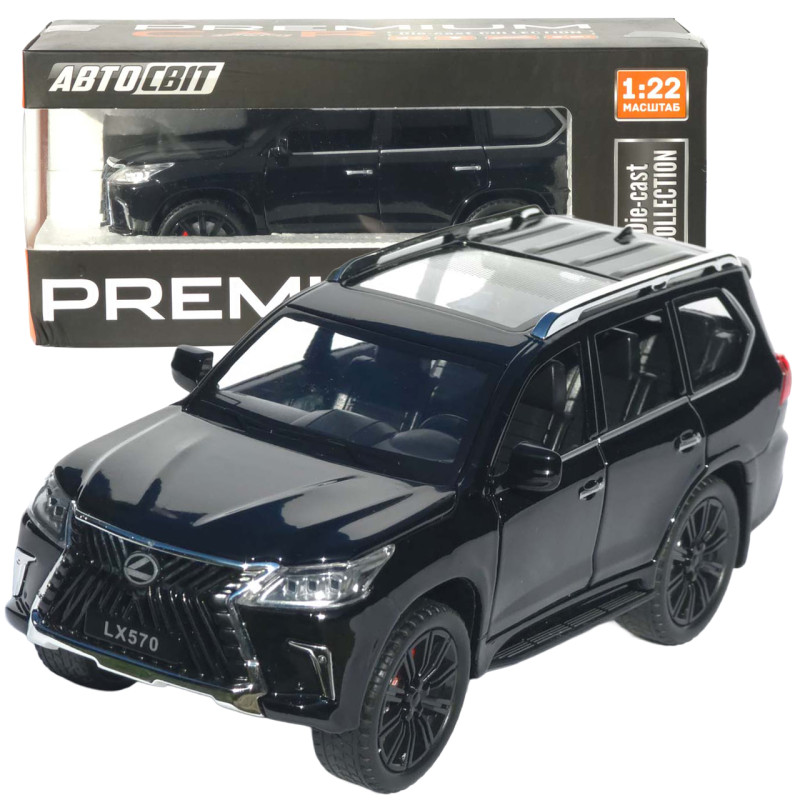 Машинка метал Lexus LX 570 АвтоСвіт чорна 1:22 звук світло інерція 21*9*8 см (AP-1982)