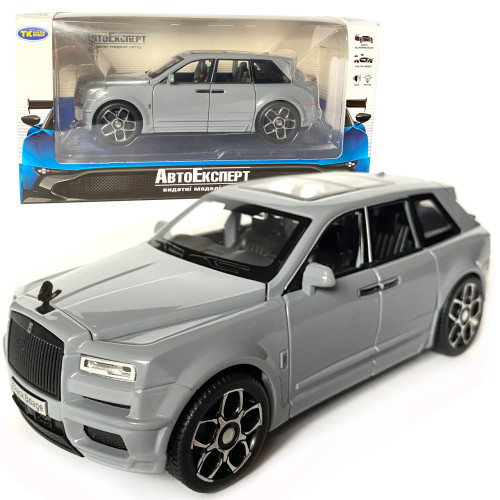 Іграшкова машинка металева Rolls-Royce Ghost BLACK BADGE, ролс ройс,сірий, звук, світло, інерція, откр двері, капот, Автоексперт, 1:32,15*8*5,5см (ТК-11056)